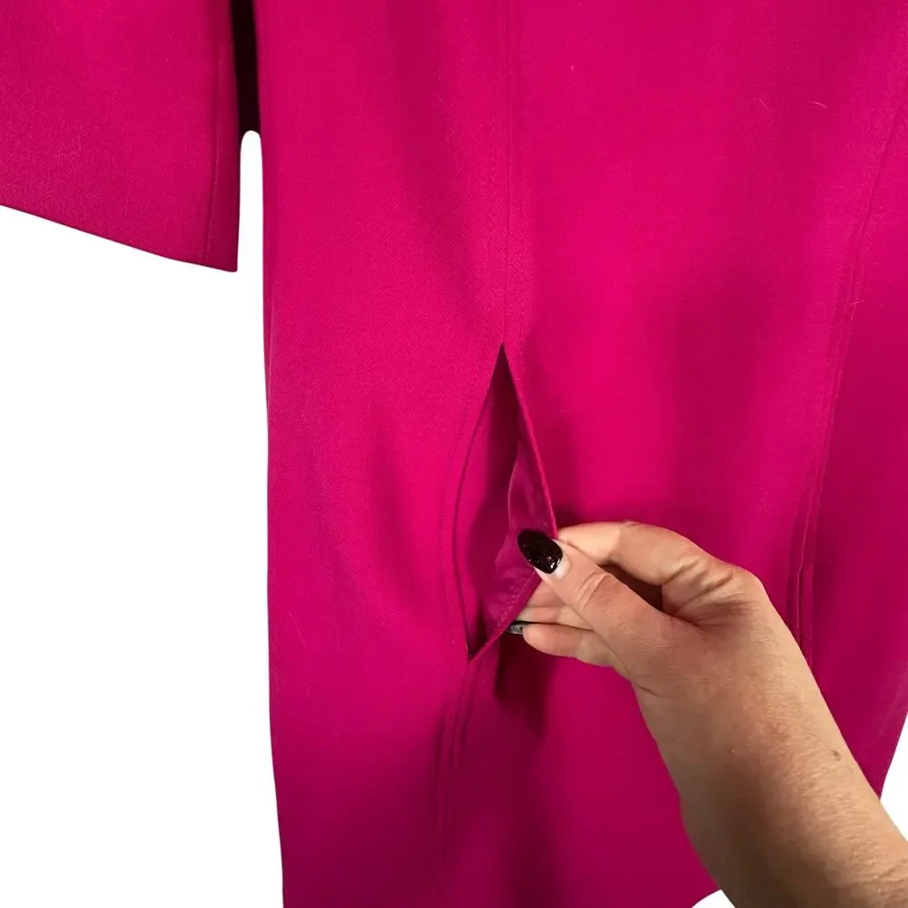 Trina Turk Corrin Double Weave Dress fuchsia shift dress quarter length sleeves